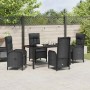 Conjunto de Comedor de Jardín con cojín 5 pcs Negro Poliratán