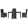 Conjunto de Comedor de Jardín con cojín 5 pcs Negro Poliratán