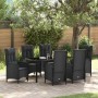 Conjunto de Comedor de Jardín con cojín 7 pcs Negro Poliratán