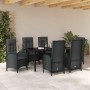 Conjunto de Comedor de Jardín con cojín 7 pcs Negro Poliratán