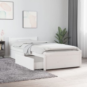 Estructura de cama con cajones blanco 75x190 cm