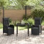Conjunto de Comedor de Jardín con cojín 3 pcs Negro Poliratán