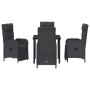 Conjunto de Comedor de Jardín con cojín 5 pcs Negro Poliratán