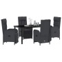 Conjunto de Comedor de Jardín con cojín 5 pcs Negro Poliratán