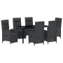 Conjunto de Comedor de Jardín con cojín 7 pcs Negro Poliratán