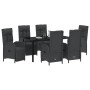 Conjunto de Comedor de Jardín con cojín 7 pcs Negro Poliratán