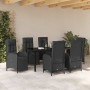 Conjunto de Comedor de Jardín con cojín 7 pcs Negro Poliratán