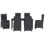 Conjunto de Comedor de Jardín con cojín 7 pcs Negro Poliratán