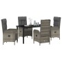 Conjunto de Comedor de Jardín con cojín 5 pcs Gris Poliratán