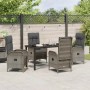 Conjunto de Comedor de Jardín con cojín 5 pcs Gris Poliratán