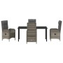 Conjunto de Comedor de Jardín con cojín 5 pcs Gris Poliratán