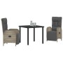 Conjunto de Comedor de Jardín con cojín 3 pcs Gris Poliratán