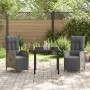 Conjunto de Comedor de Jardín con cojín 3 pcs Gris Poliratán