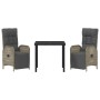 Conjunto de Comedor de Jardín con cojín 3 pcs Gris Poliratán