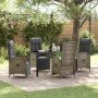 Conjunto de Comedor de Jardín con cojín 5 pcs Gris Poliratán