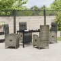 Conjunto de Comedor de Jardín con cojín 5 pcs Gris Poliratán