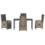 Conjunto de Comedor de Jardín con cojín 5 pcs Gris Poliratán