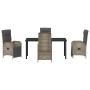 Conjunto de Comedor de Jardín con cojín 5 pcs Gris Poliratán