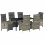 Conjunto de Comedor de Jardín con cojín 7 pcs Gris Poliratán