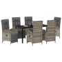 Conjunto de Comedor de Jardín con cojín 7 pcs Gris Poliratán