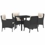 Conjunto de Comedor de Jardín con cojín 5 pcs Negro Poliratán