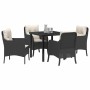 Conjunto de Comedor de Jardín con cojín 5 pcs Negro Poliratán
