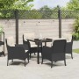 Conjunto de Comedor de Jardín con cojín 5 pcs Negro Poliratán
