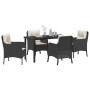 Conjunto de Comedor de Jardín con cojín 5 pcs Negro Poliratán