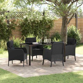 Conjunto de Comedor de Jardín con cojín 5 pcs Negro Poliratán Conjunto de Comedor de Jardín con cojín 5 pcs Negro Poliratán