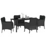 Conjunto de Comedor de Jardín con cojín 5 pcs Negro Poliratán