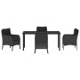 Conjunto de Comedor de Jardín con cojín 5 pcs Negro Poliratán
