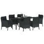 Conjunto de Comedor de Jardín con cojín 7 pcs Negro Poliratán