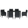 Conjunto de Comedor de Jardín con cojín 7 pcs Negro Poliratán