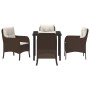 Conjunto de Comedor de Jardín con cojín 5 pcs Marrón Poliratán