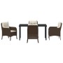 Conjunto de Comedor de Jardín con cojín 5 pcs Marrón Poliratán