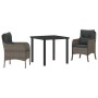 Conjunto de Comedor de Jardín con cojín 3 pcs Gris Poliratán