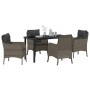Conjunto de Comedor de Jardín con cojín 5 pcs Gris Poliratán