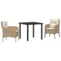 Conjunto de Comedor de Jardín con cojín 3 pcs Beige Poliratán