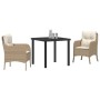 Conjunto de Comedor de Jardín con cojín 3 pcs Beige Poliratán