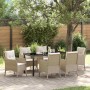 Conjunto de Comedor de Jardín con cojín 7 pcs Beige Poliratán