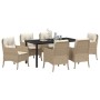 Conjunto de Comedor de Jardín con cojín 7 pcs Beige Poliratán