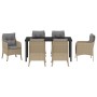 Conjunto de Comedor de Jardín con cojín 7 pcs Beige Poliratán en Conjuntos de jardín | Comprar online en Foro24