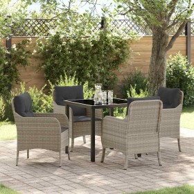 Conjunto de Comedor de Jardín 5 pcs Gris claro Poliratán