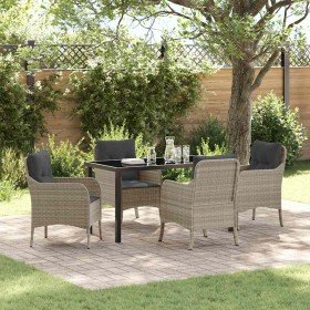 Conjunto de Comedor de Jardín 5 pcs Gris claro Poliratán