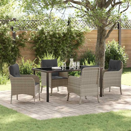 Conjunto de Comedor de Jardín 5 pcs Gris claro Poliratán