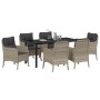 Conjunto de Comedor de Jardín 7 pcs Gris claro Poliratán