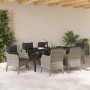 Conjunto de Comedor de Jardín 7 pcs Gris claro Poliratán