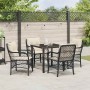 Conjunto de Comedor de Jardín con cojín 5 pcs Negro Poliratán