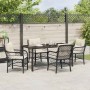 Conjunto de Comedor de Jardín con cojín 5 pcs Negro Poliratán