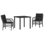 Conjunto de Comedor de Jardín con cojín 3 pcs Negro Poliratán